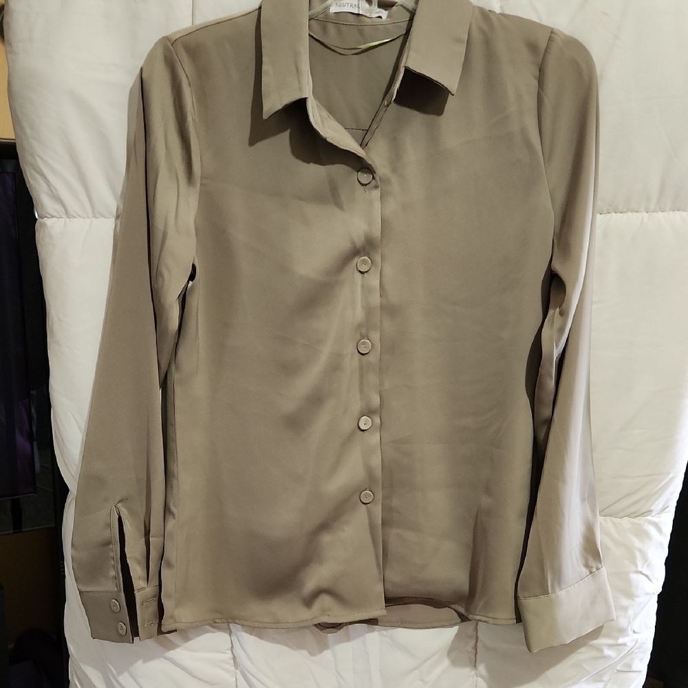 Neutral Ground Women's Button Down Shirt - Tan